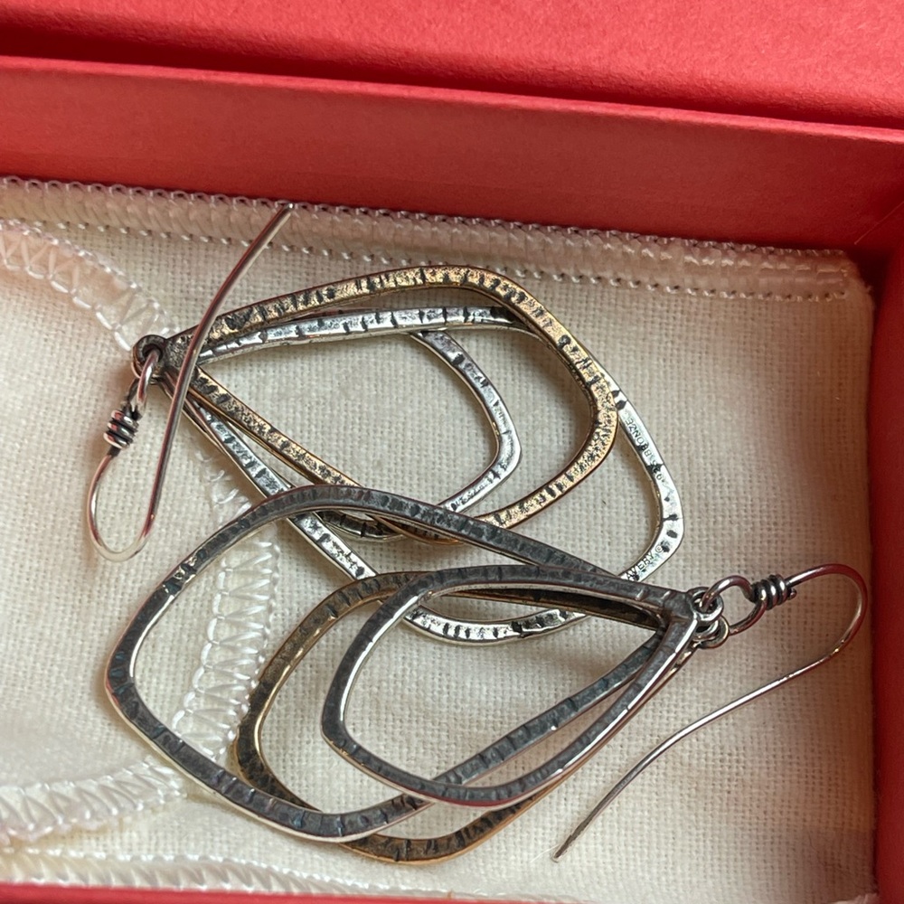 James Avery Hammered Multi-Loop Silver Dangle Ear… - image 3